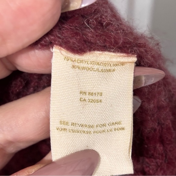 Free People Vintage Burgundy Knit Cardigan with Buttons pockets Medium - Picture 6 of 9
